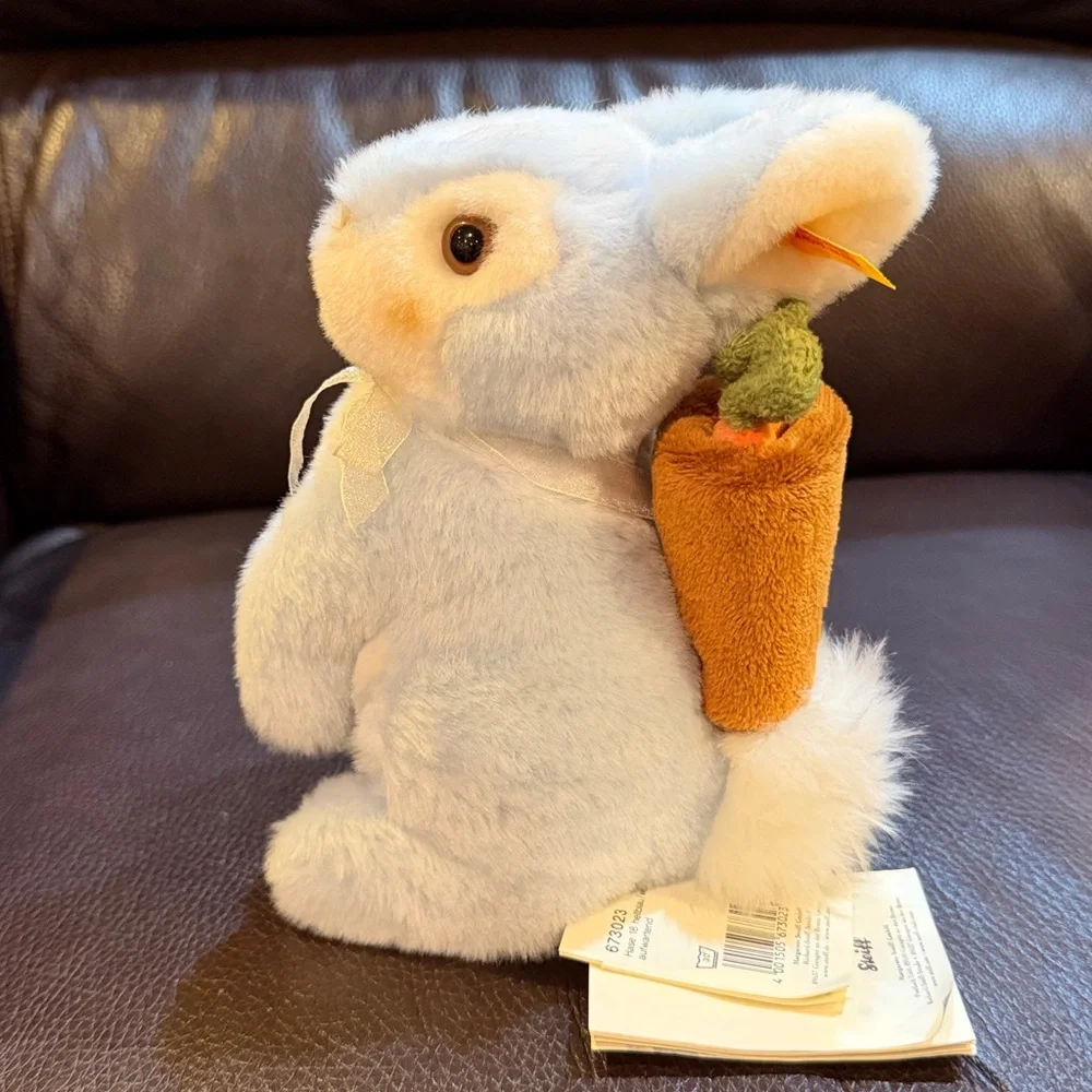 Plush Steiff Germany Blue Bunny with Carrots Toy NWT